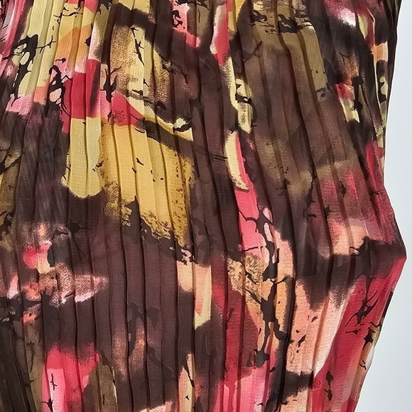 Alison Sheri Button Up Cinched Shear Top Patterned Art to Wear Sz L - Picture 4 of 7